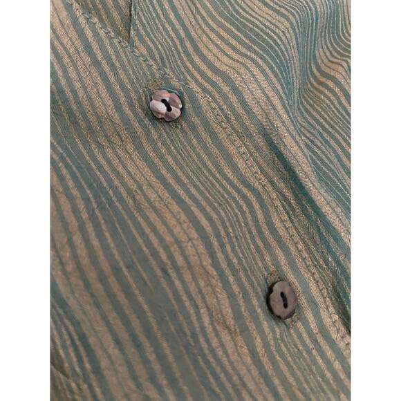 Green and Bronze Short sleeve midi Dress Button Front Casual Retro MCM - Picture 5 of 8